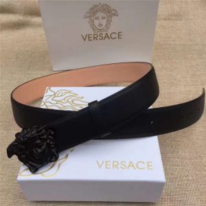 Versace 范思哲 2017新款皮帶 美杜莎扣頭 原版皮 男士腰帶 黑色