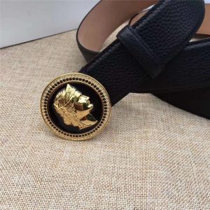 Versace 范思哲 2017新款皮帶 美杜莎側臉扣頭 黑白鉆 男士腰帶 金色扣