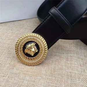 Versace 范思哲 2017新款皮帶 美杜莎扣頭 鑲鉆 光滑皮腰帶 金色扣