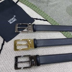 MONTBLANC全新盡黑系列針扣雙面細膩頭層牛皮腰帶