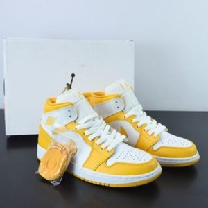 Air Jordan 1 Mid 白黃 中幫系列男女同款籃球鞋 貨號：BQ6472-117