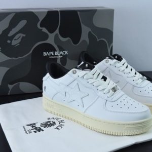 Bape Black Sta To Low 猿人頭高端支線低幫運動休閑板鞋 白黑