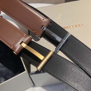 TOMFORD湯姆福特男士T字搭扣雙面腰帶4.0cm