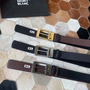 MONTBLANC萬寶龍 精品針扣 進口雙面頭層牛皮腰帶