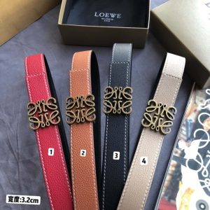 LOEWE羅意威 3.2cm做舊金復古金屬扣頭層牛皮腰帶