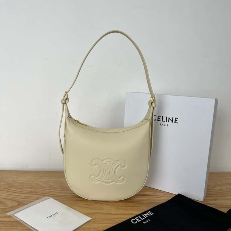 CELINE 小號HELOISE TRIOMPHE柔軟牛皮革手袋 117253奶白色